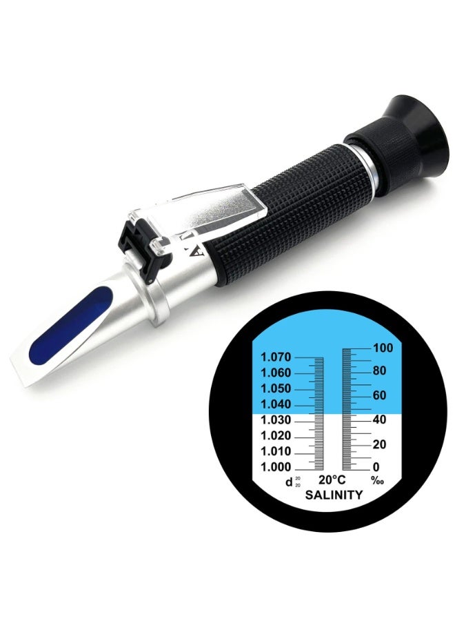 Salinity Refractometer for Aquarium, Marine Monitoring, Saltwater Testing, Dual Scale Salinity Tester 0-100 PPT 1.000-1.070 Specific Gravity Saline Seawater Refractometer Hydrometer with - Image 1